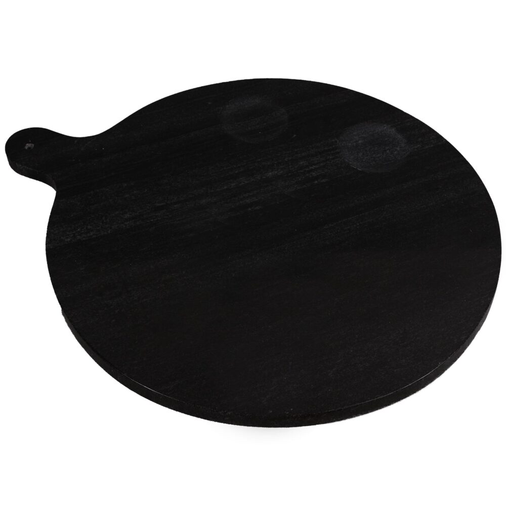 Black Marble Round Platter with Handle - Image 3