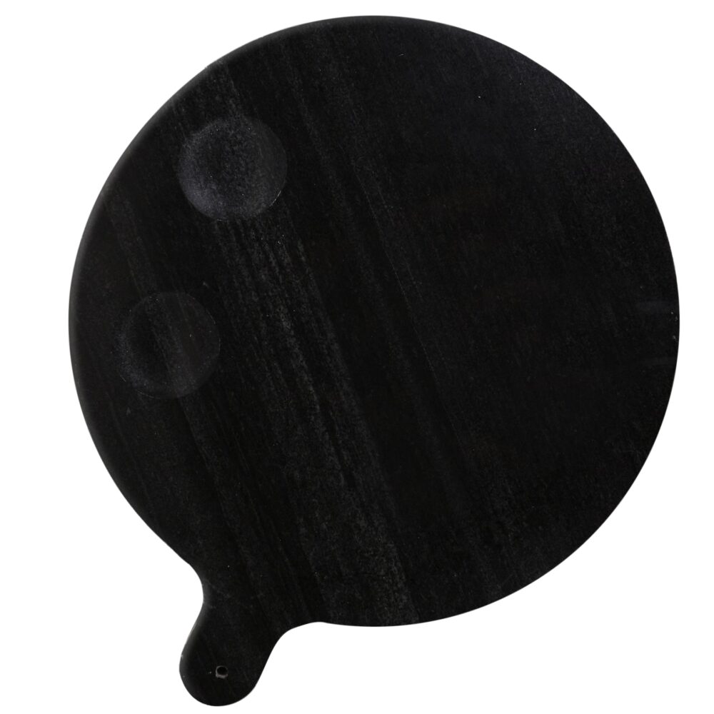 Black Marble Round Platter with Handle