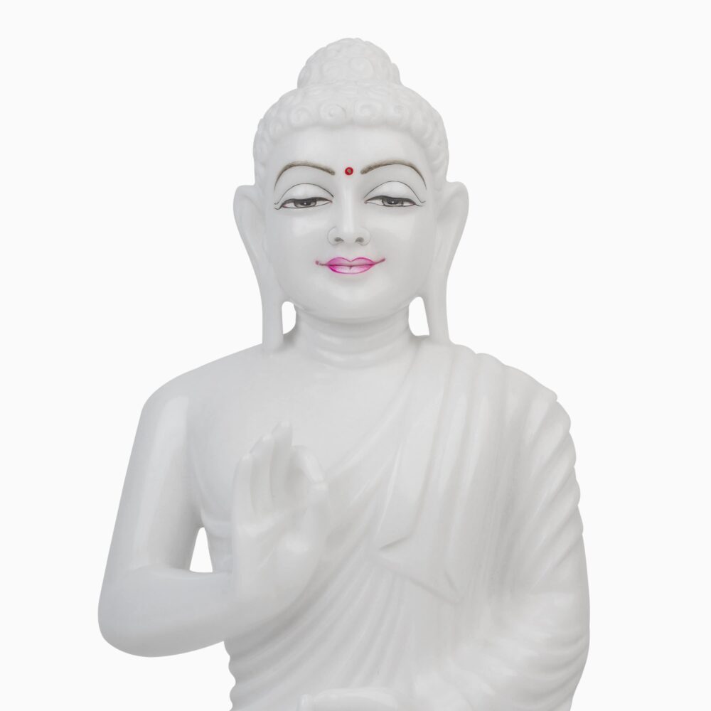 Buddha In White Marble Statue - Image 3