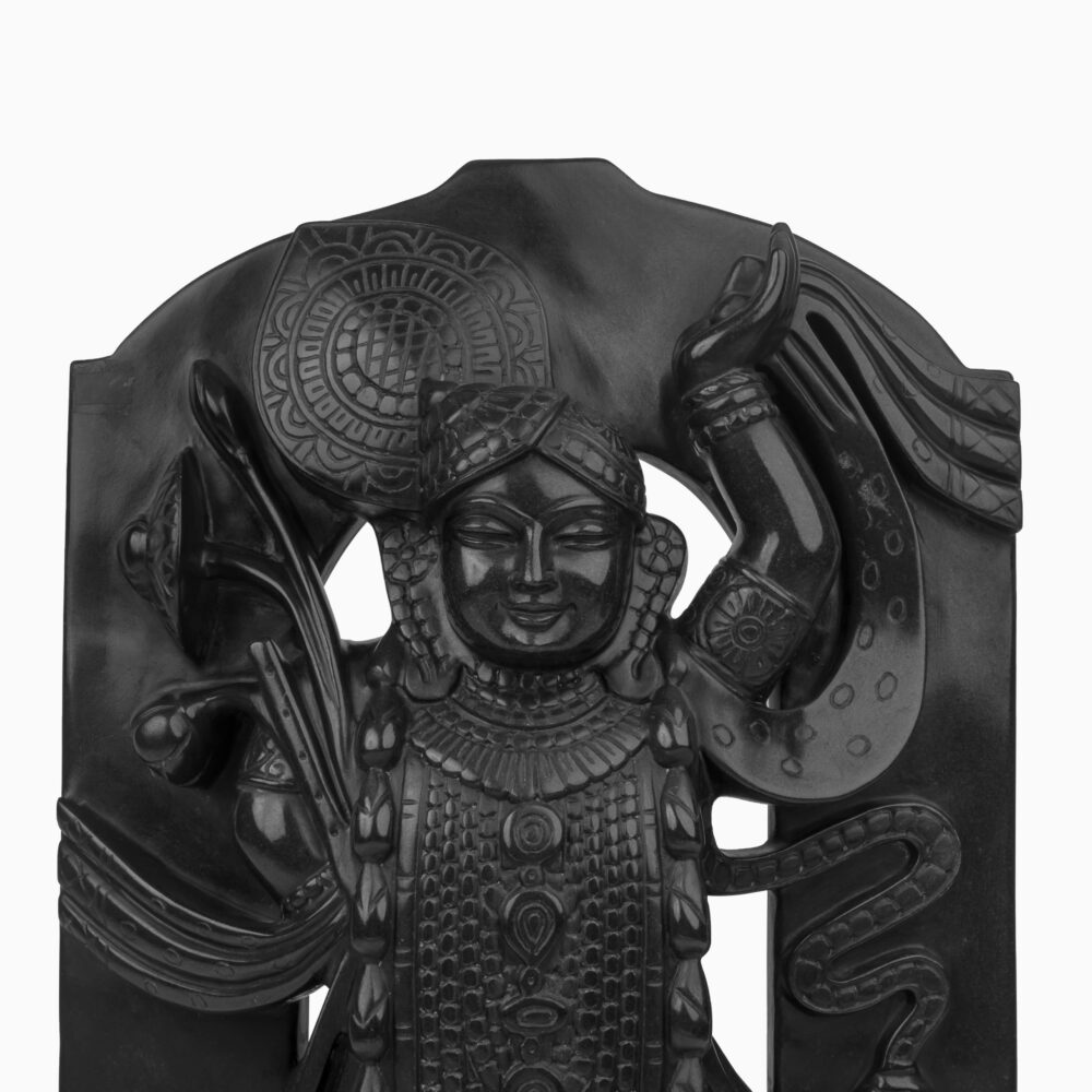 Shrinathji In Black Marble Statue - Image 3