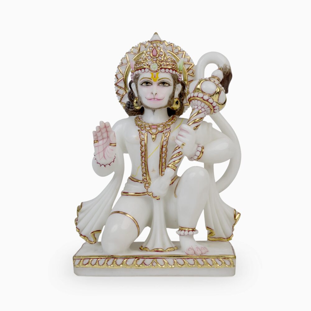 Hanuman Ji Statue White Marble