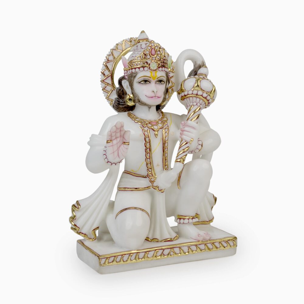 Hanuman Ji Statue White Marble - Image 2