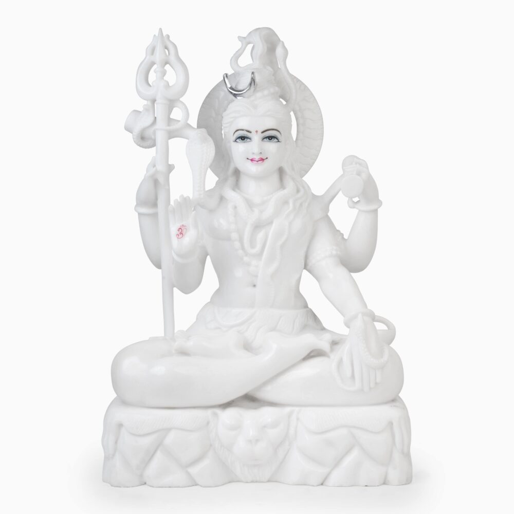 Lord Shiva In White Marble