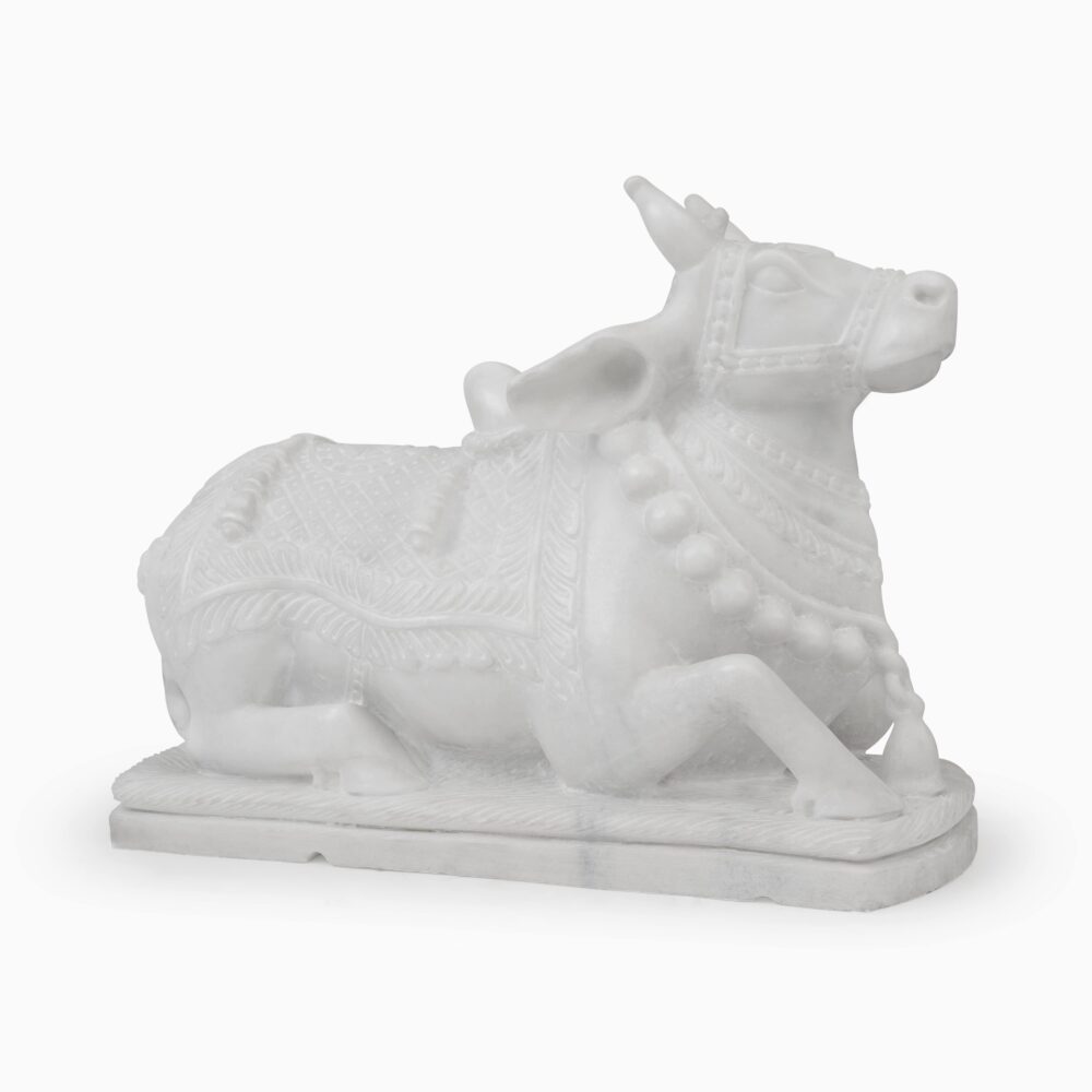 Nandi In White Marble Statue - Image 2