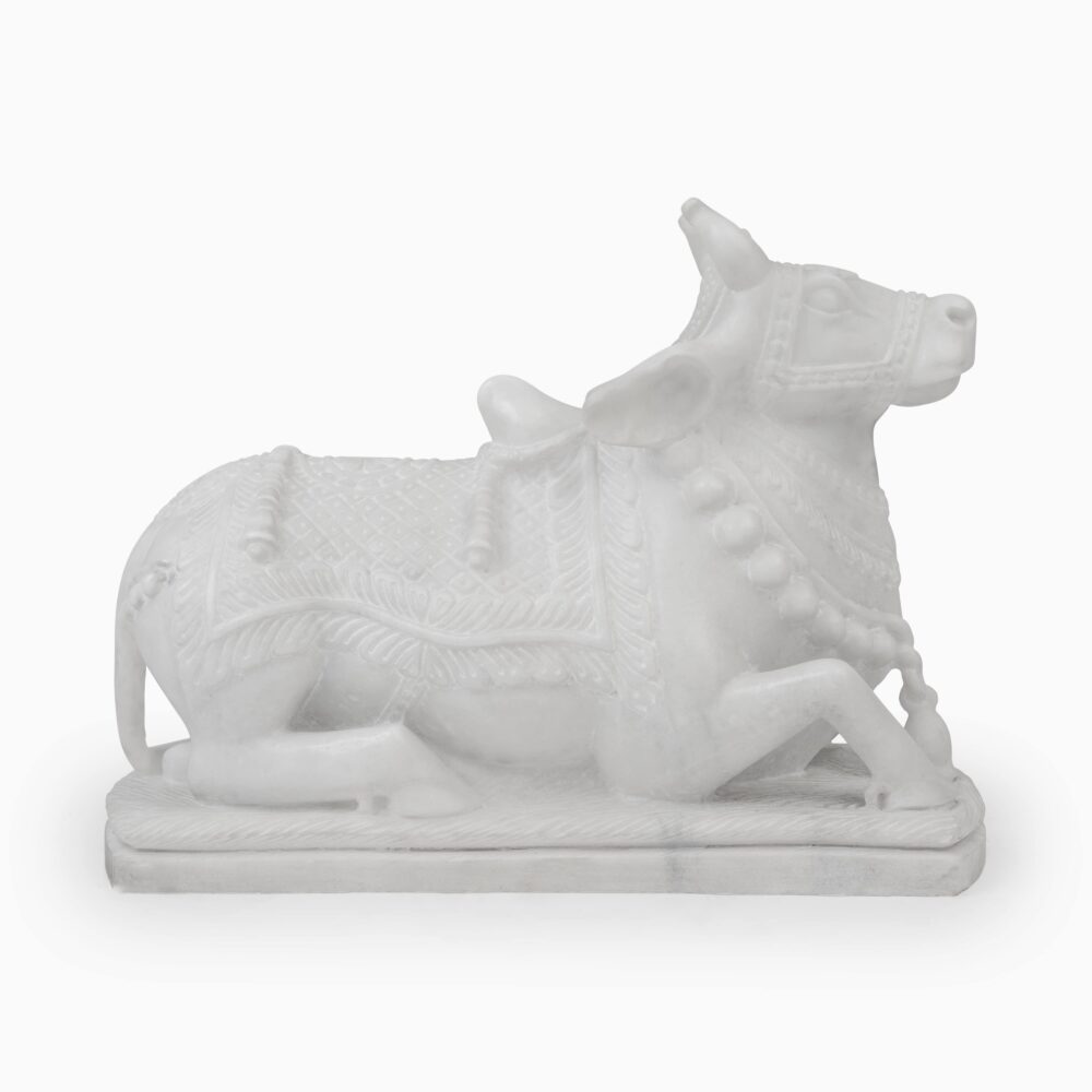 Nandi In White Marble Statue