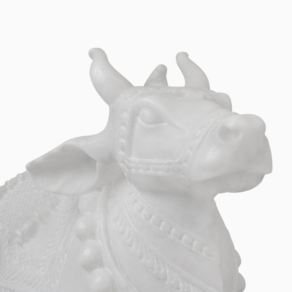 Nandi In White Marble Statue - Image 3