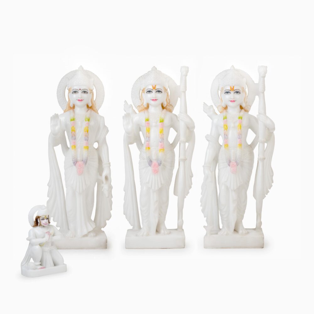 Ram Darbaar - Shri Ram, Sita Maa, Laxman Ji, Hanuman Ji In White Marble