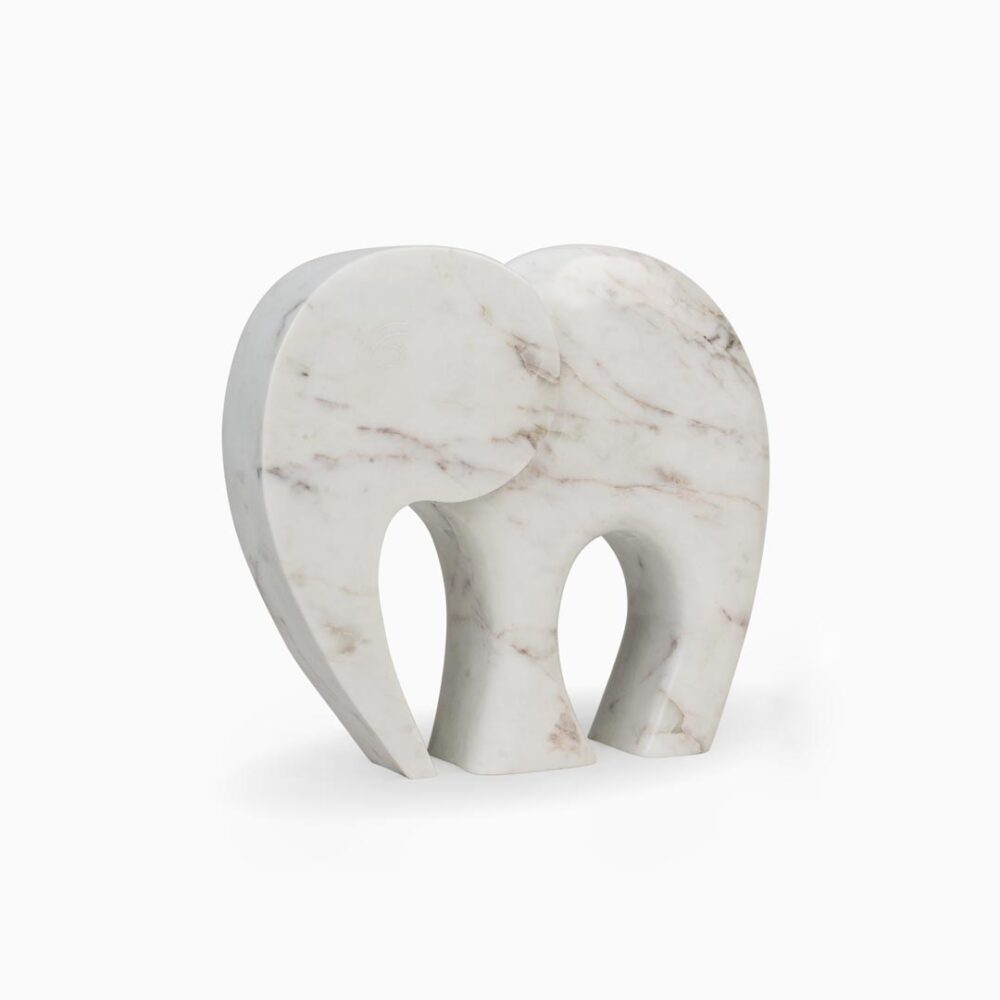 Elegant White Marble Elephant - 4 Pieces - Image 2