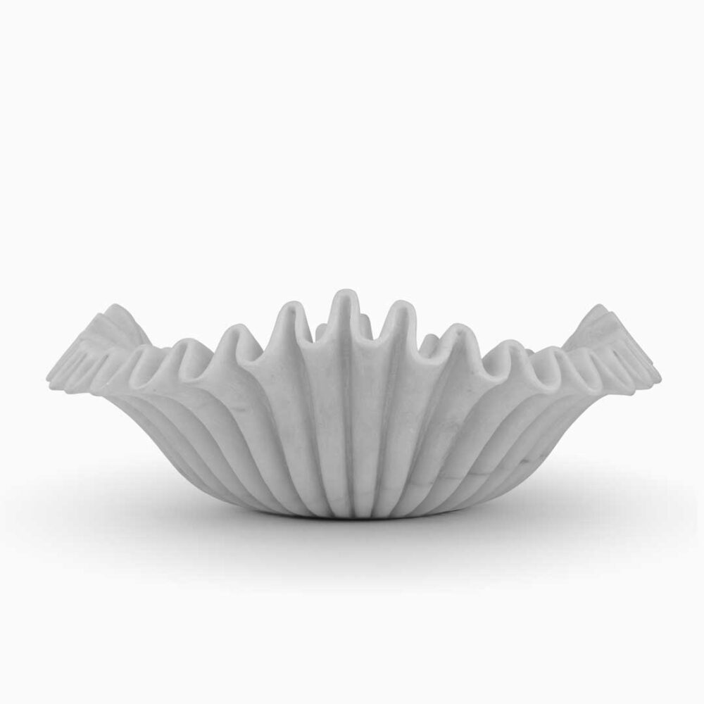 White Ruffle marble Urli / Bowl - Image 3