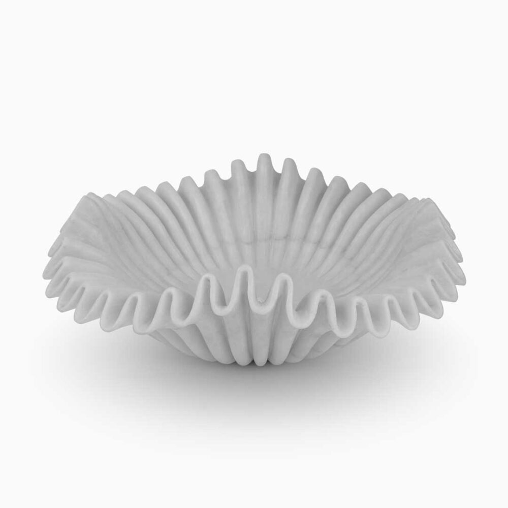 White Ruffle marble Urli / Bowl