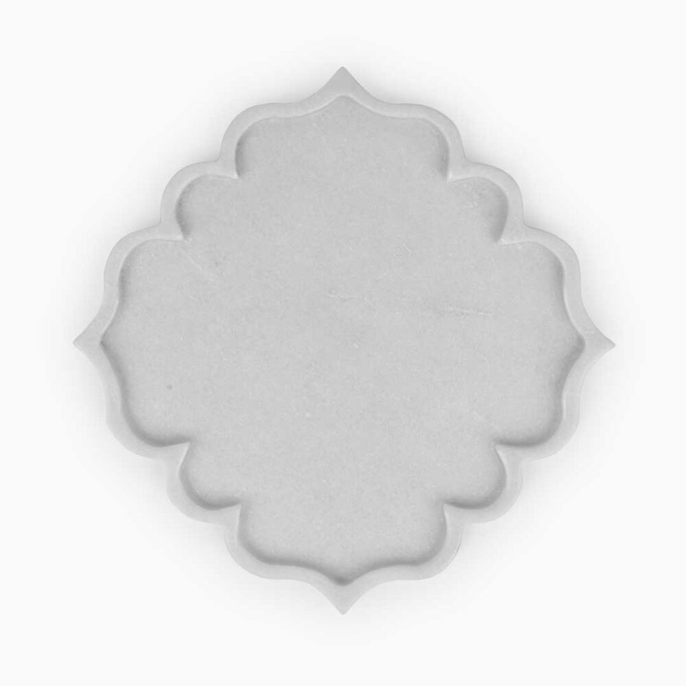 Floral Handcrafted Marble Tray - Image 2