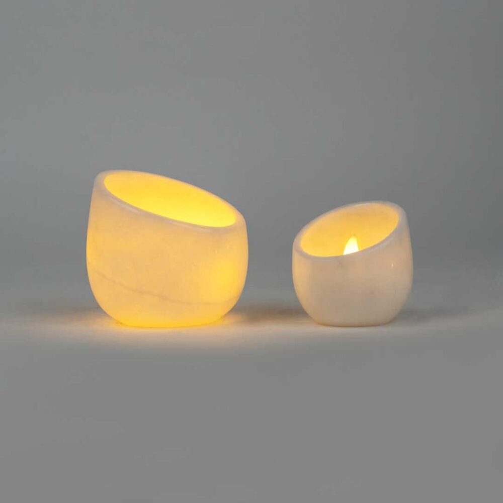 Elegant White Marble Candle Holder - Image 3