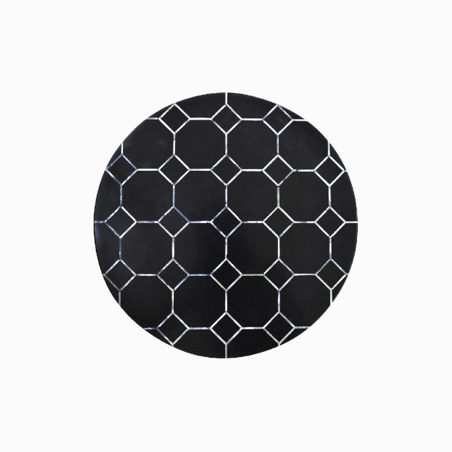 Geometric Noir Hexa Black Marble Tabletop