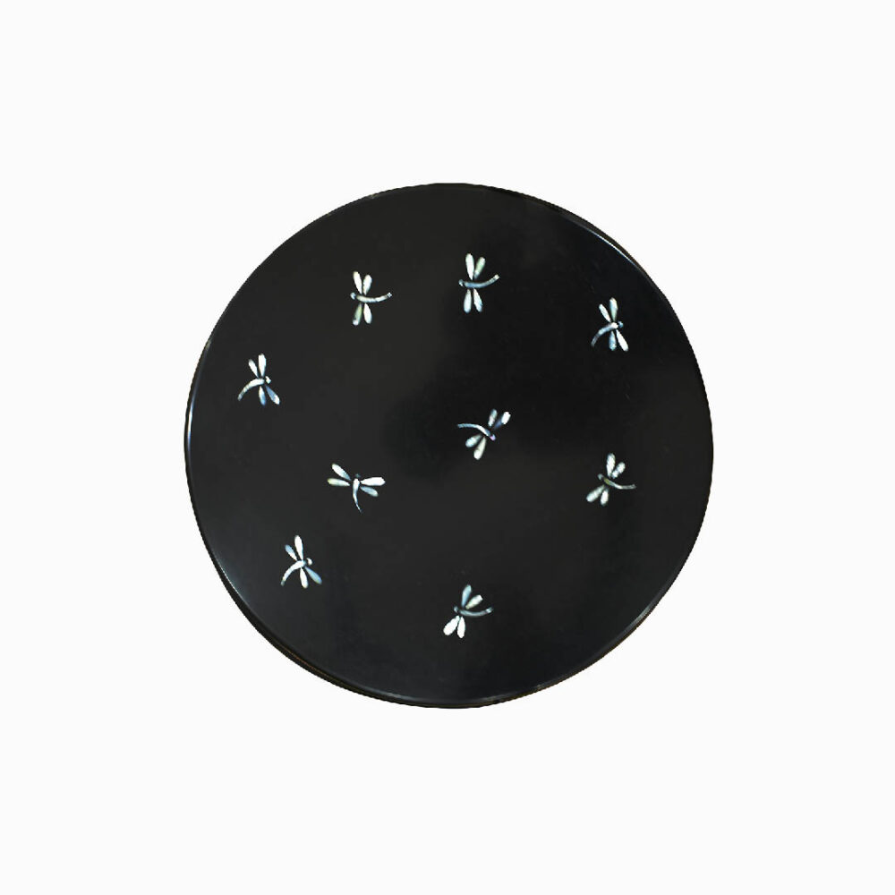 Dragonfly Whispers Black Marble Tabletop