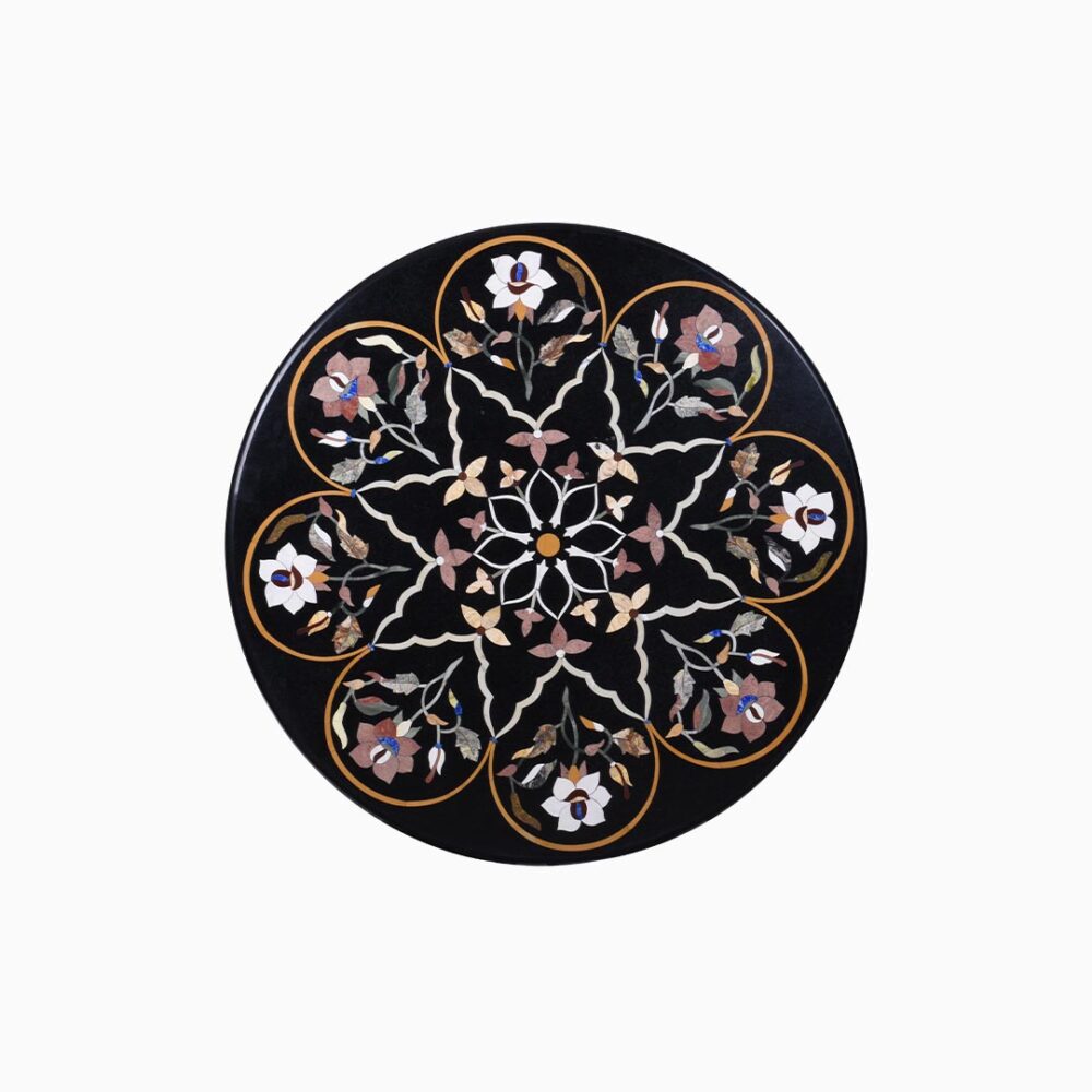 Kaleidoscopic Flora Round Marble Tabletop