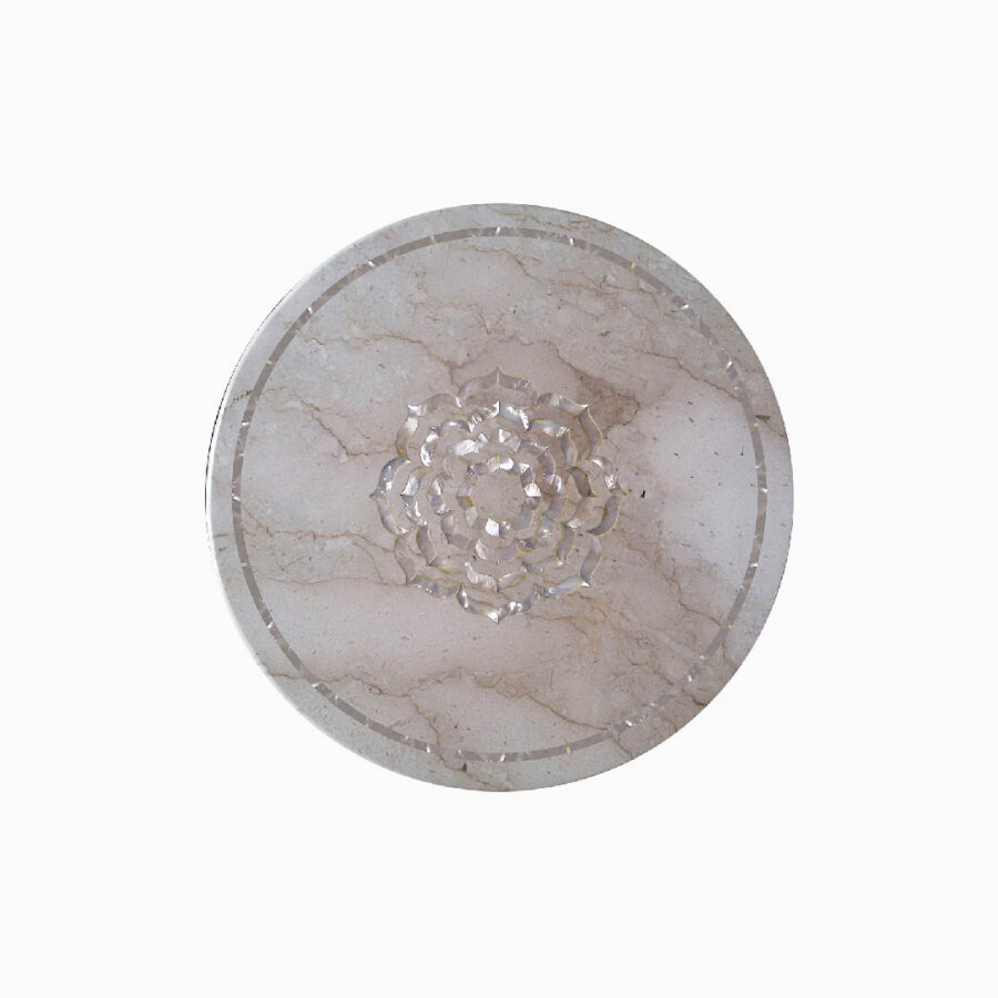 Lustrous Petal Italian White Marble Dining Tabletop