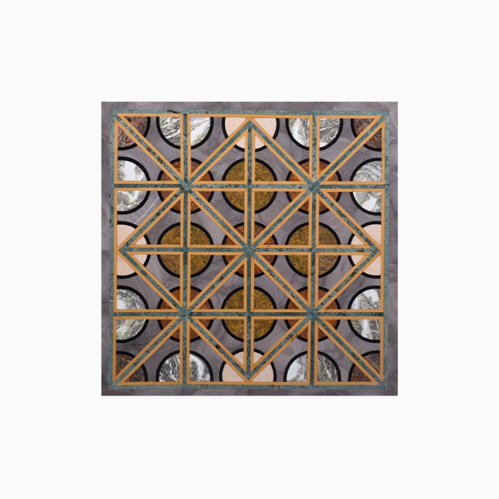 Golden Geometric Mosaic Square Tabletop