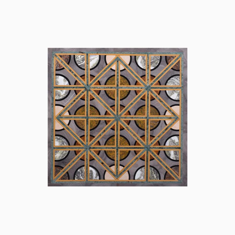 Golden Geometric Mosaic Square Tabletop