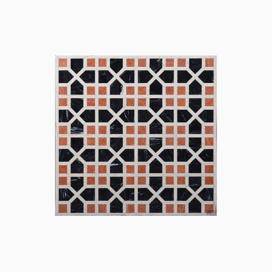 Mosaic Checkered Square Marble Tabletop