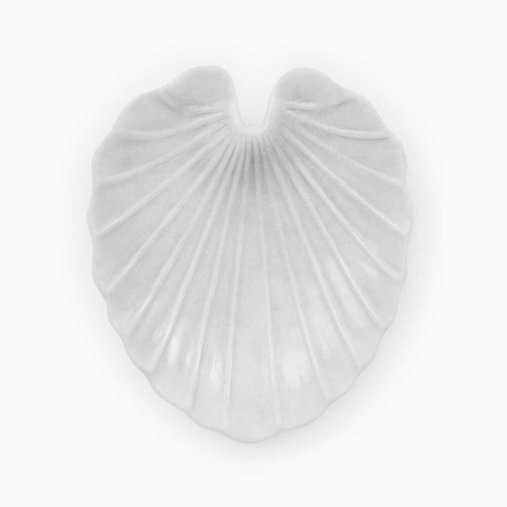 Shell-Shaped White Marble Urli - Image 2