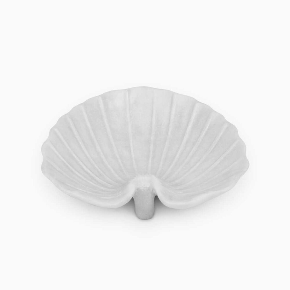 Shell-Shaped White Marble Urli - Image 3