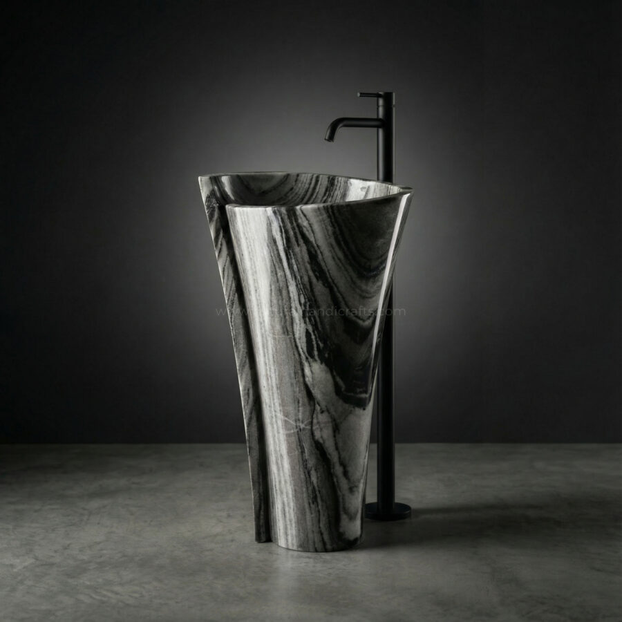 Panda Black Marble Sculptural Monolithic Basin