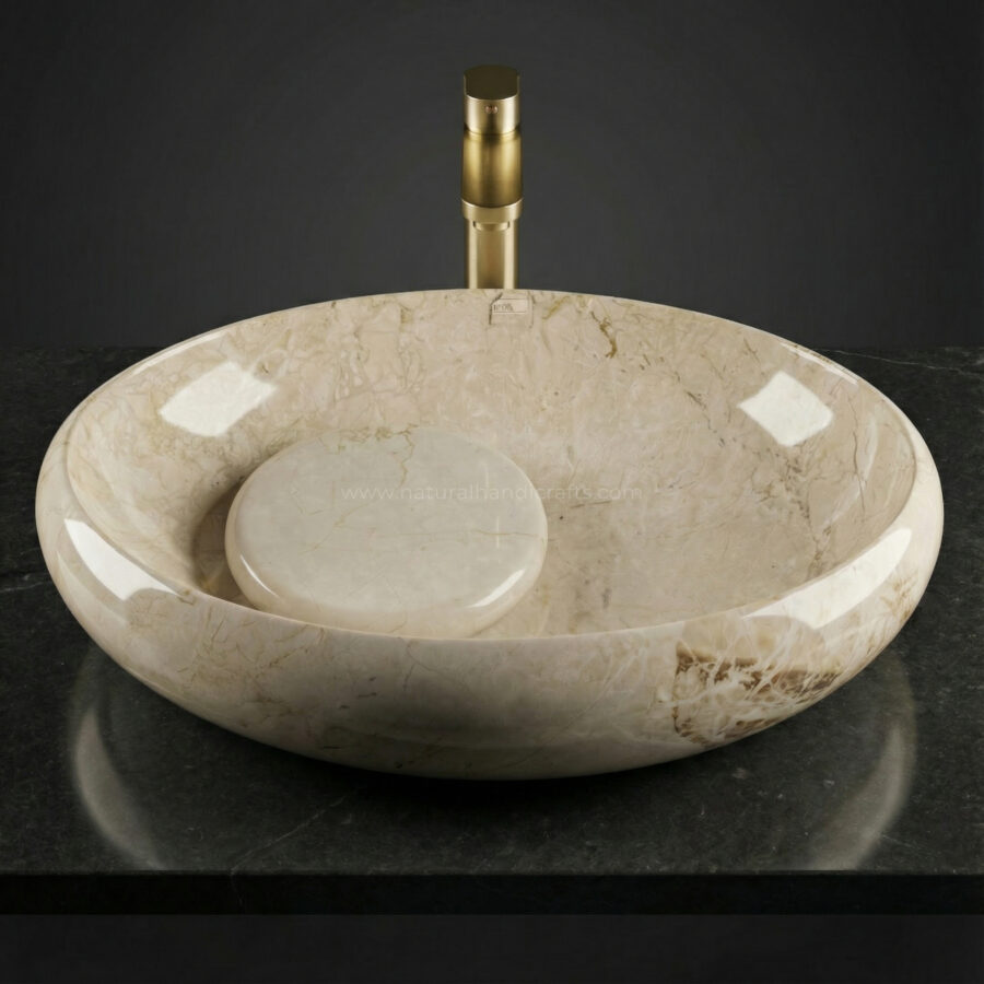 Italian Breccia Oniciata Smooth Circular Basin