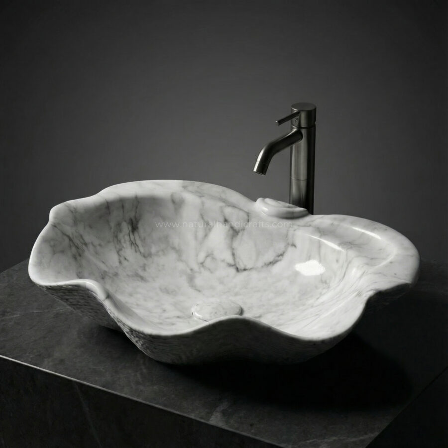 Statuario White Marble Wave Vessel Basin