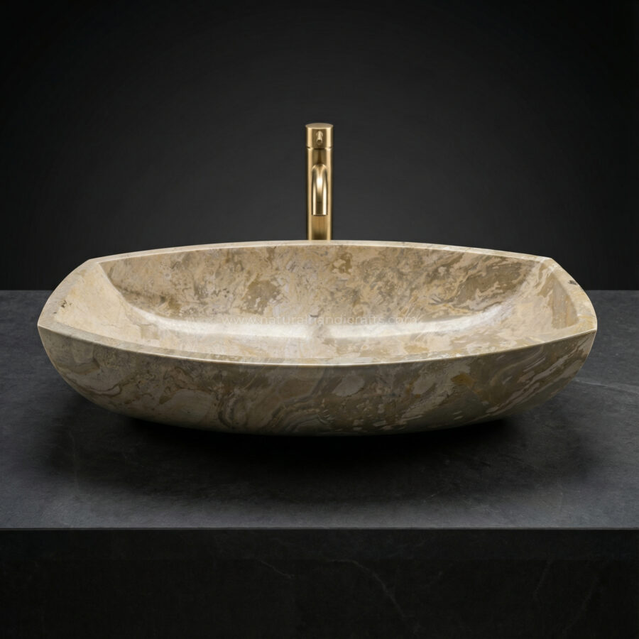 Giallo Siena Italian Marble Monolithic Basin