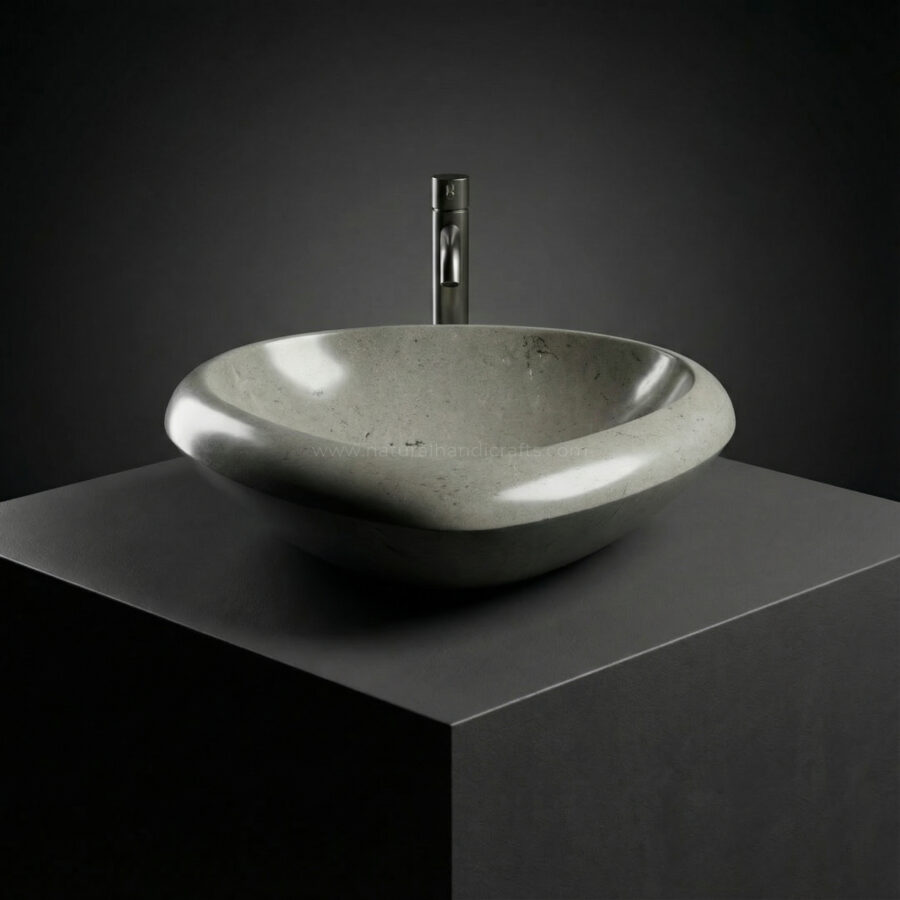 Nimbus Grey Marble Organic Triangular Basin