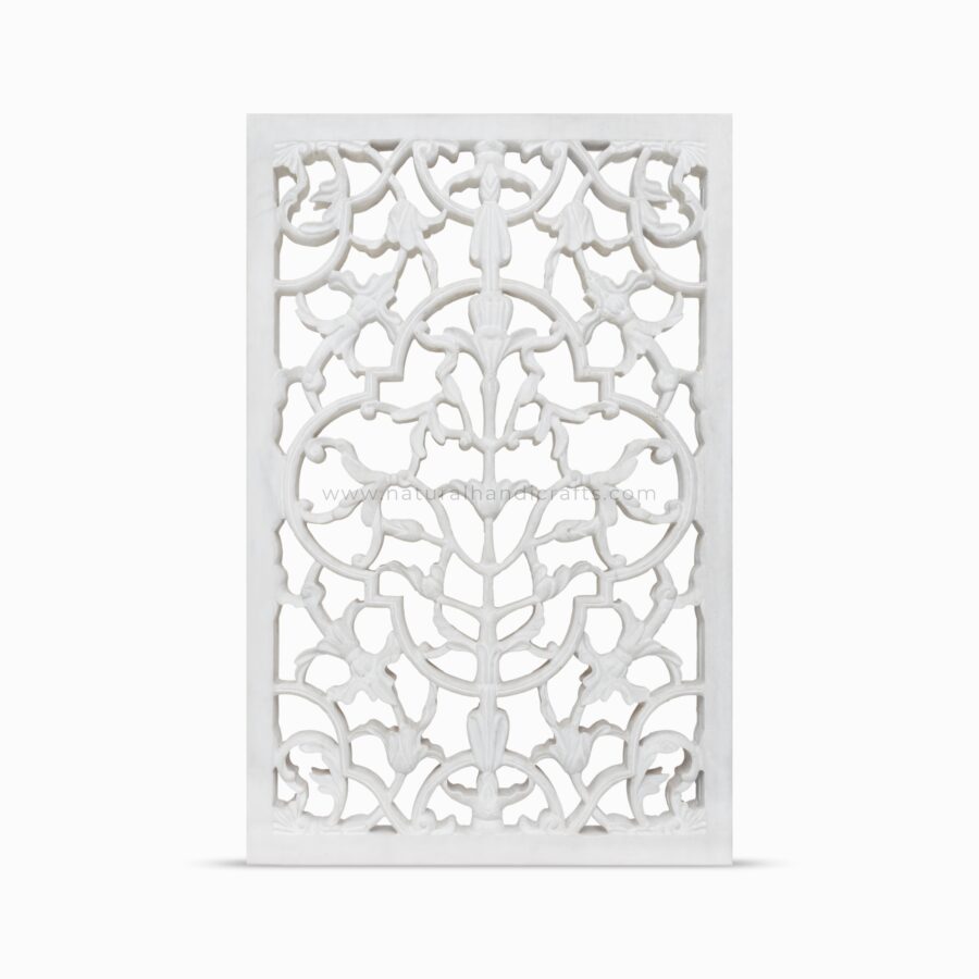 Intricate Floral Vine Arabesque Marble Wall Art Panel